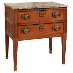 Louis XVI Petite Marble-Top Walnut Commode, circa 1780