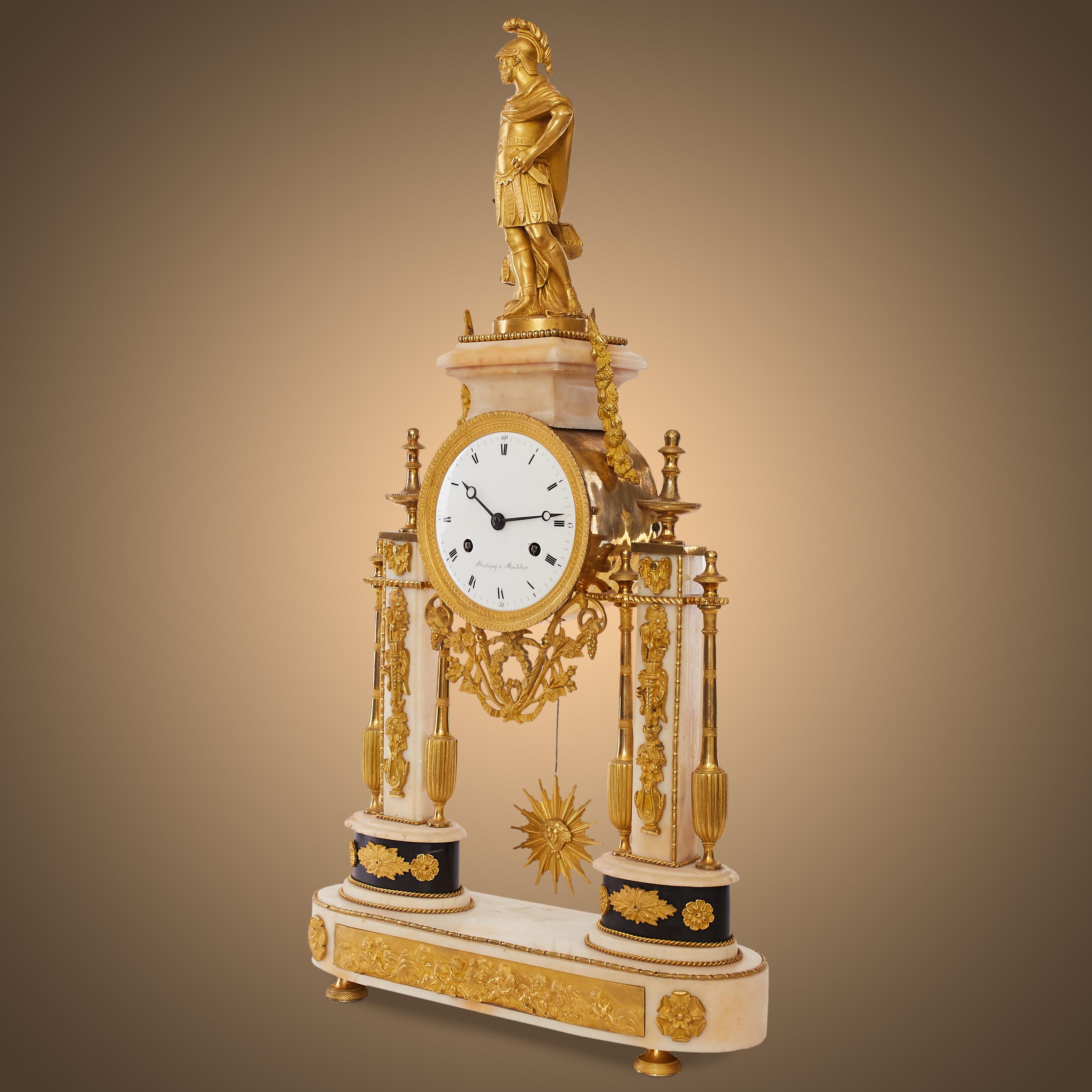 French Louis XVI Portico Clock For Sale