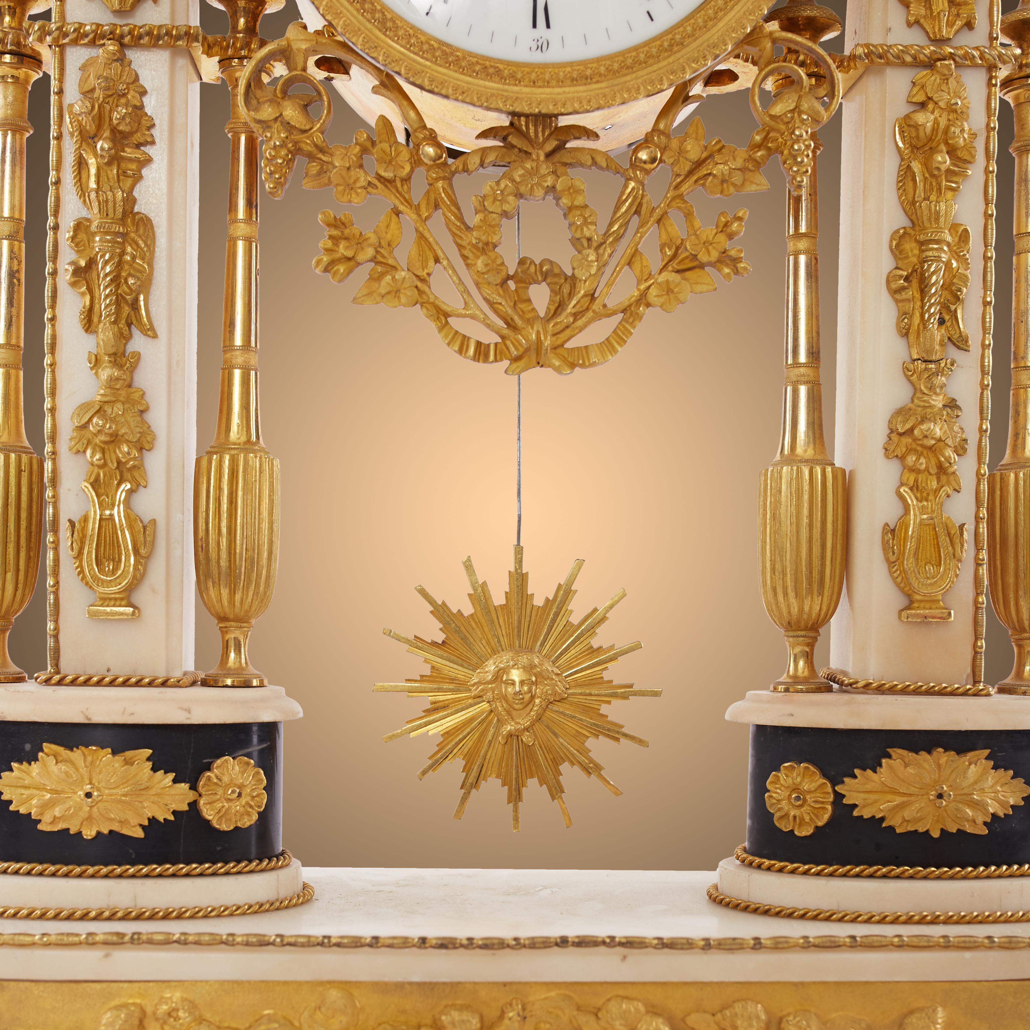 Gilt Louis XVI Portico Clock For Sale