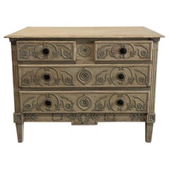 Louis XVI Provincial Creme and Grey Painted 3-Drawer Commode, Late 18th Century