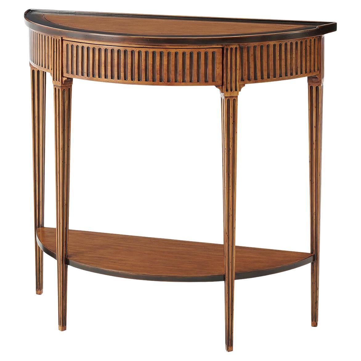 Louis XVI Provincial Demi Lune Console Table For Sale