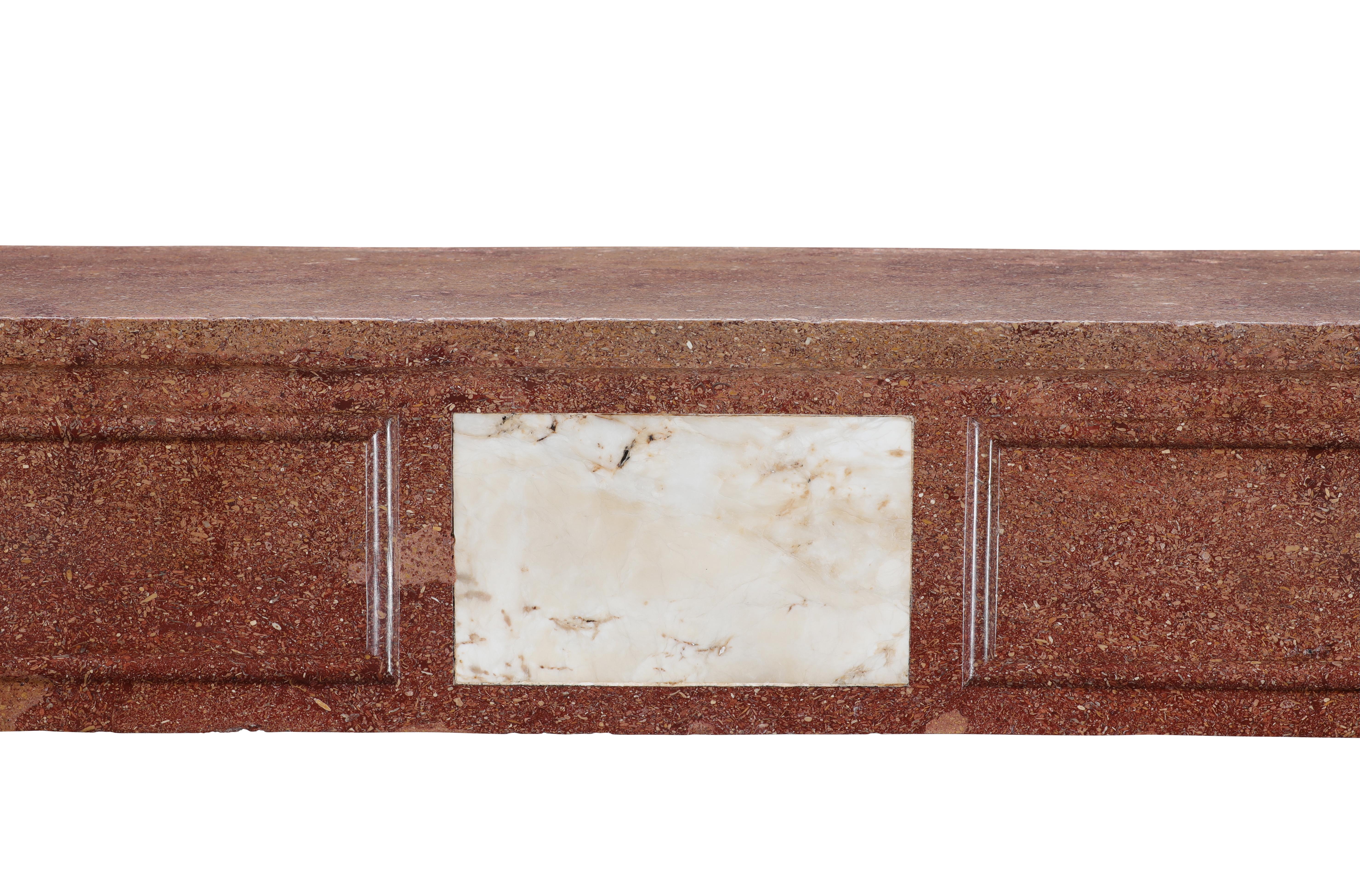 Louis XVI Red Stone Fireplace - Traditional Chic Study - Antique Fireplace For Sale 6