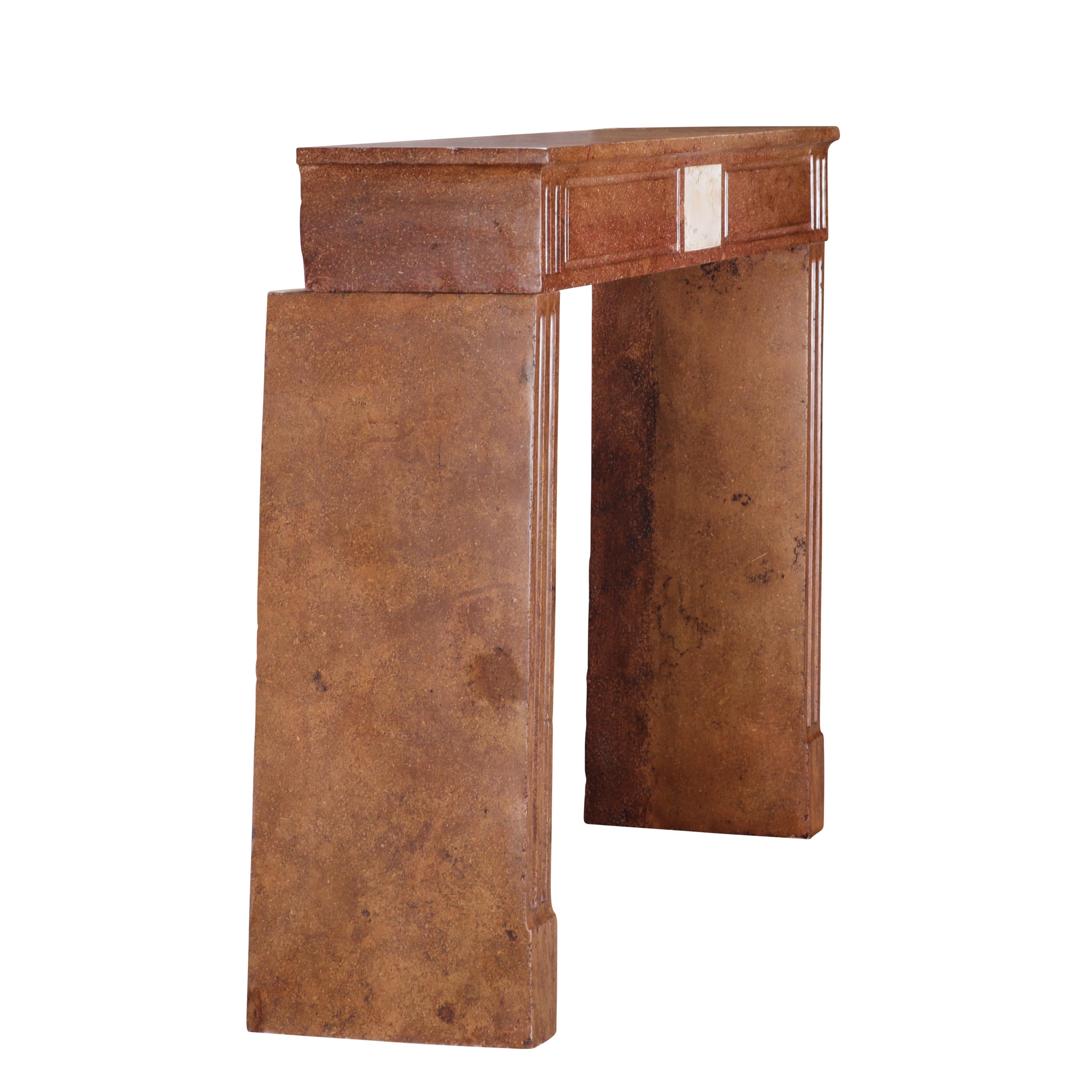 Louis XVI Red Stone Fireplace - Traditional Chic Study - Antique Fireplace For Sale 14