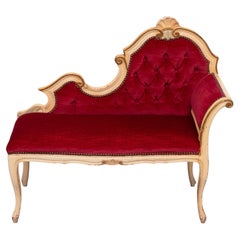 Louis XVI Sofa aus rotem Samt 1950er Jahre Frankreich