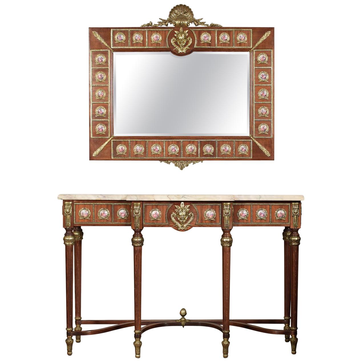 Louis XVI Revival Console Table and Mirror by H & L Epstein