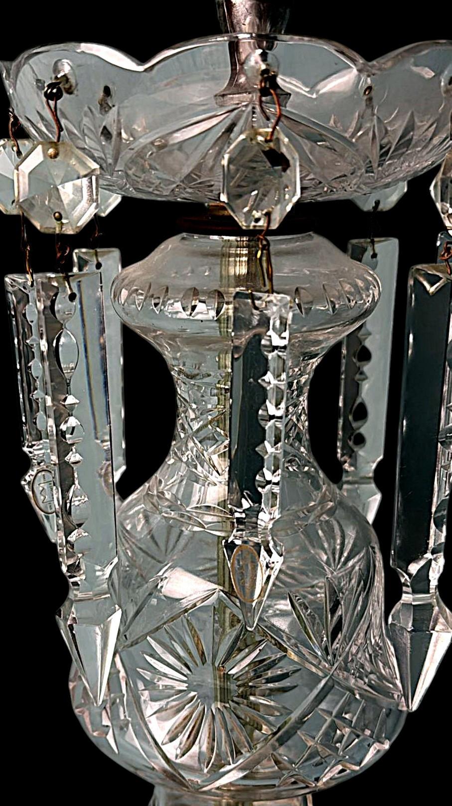 Lámpara de Mesa Francesa Renacimiento Luis XVI Cristales Y Base Decorativa (Sin Pantalla) en venta 4