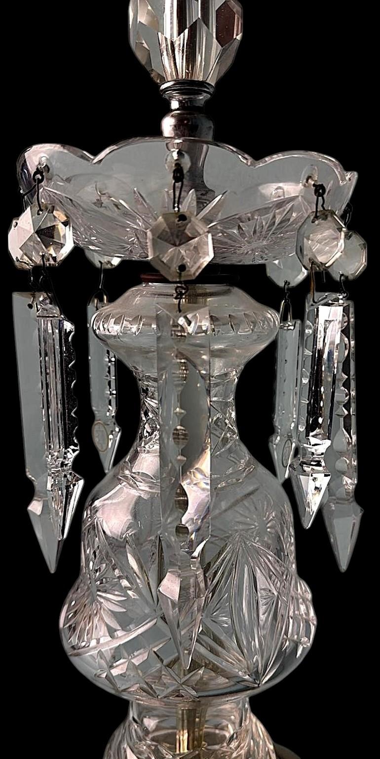 Lámpara de Mesa Francesa Renacimiento Luis XVI Cristales Y Base Decorativa (Sin Pantalla) en venta 6