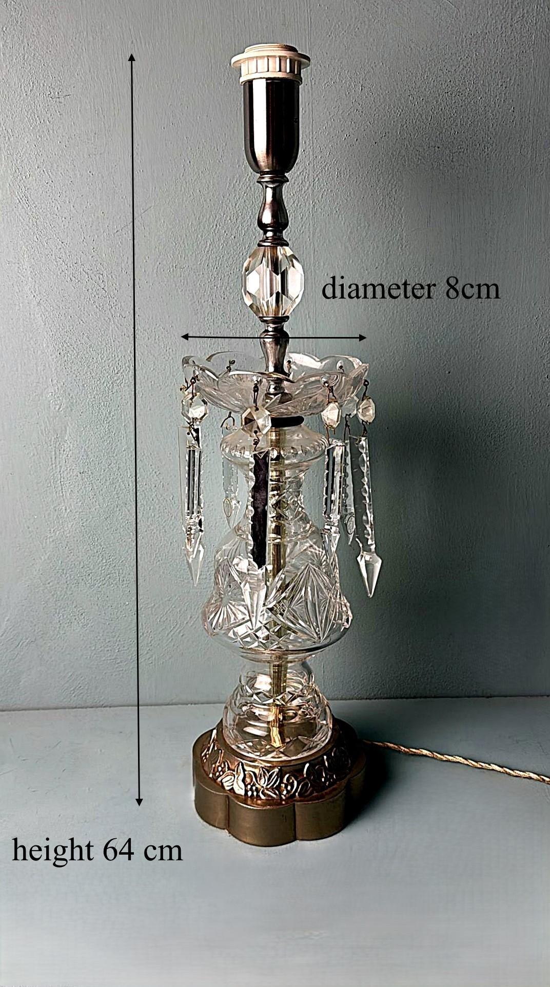 Lámpara de Mesa Francesa Renacimiento Luis XVI Cristales Y Base Decorativa (Sin Pantalla) en venta 13