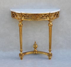 Louis XVI Revival Giltwood and Marble Console Table c1950s France