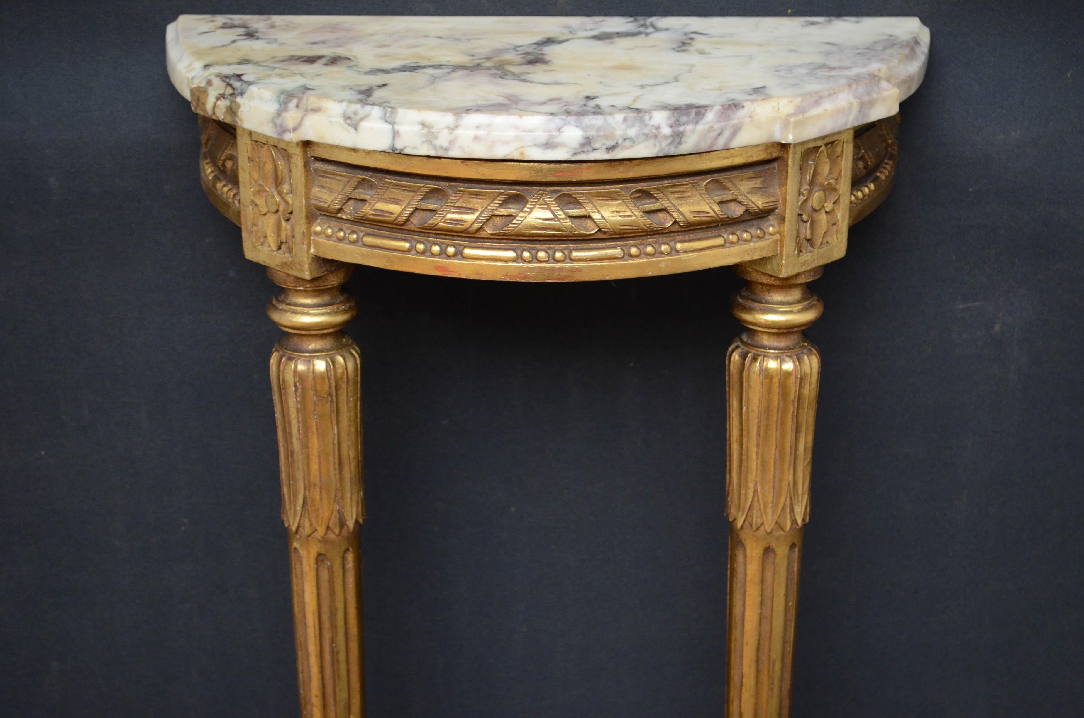 French Louis XVI Revival Giltwood Console Table