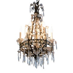 Lampadario francese in cristallo e bronzo in stile Luigi XVI Revival