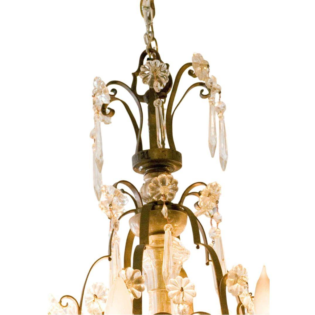 Neoclassical Louis XVI Revival Style French Crystal and Bronze Chandelier For Sale