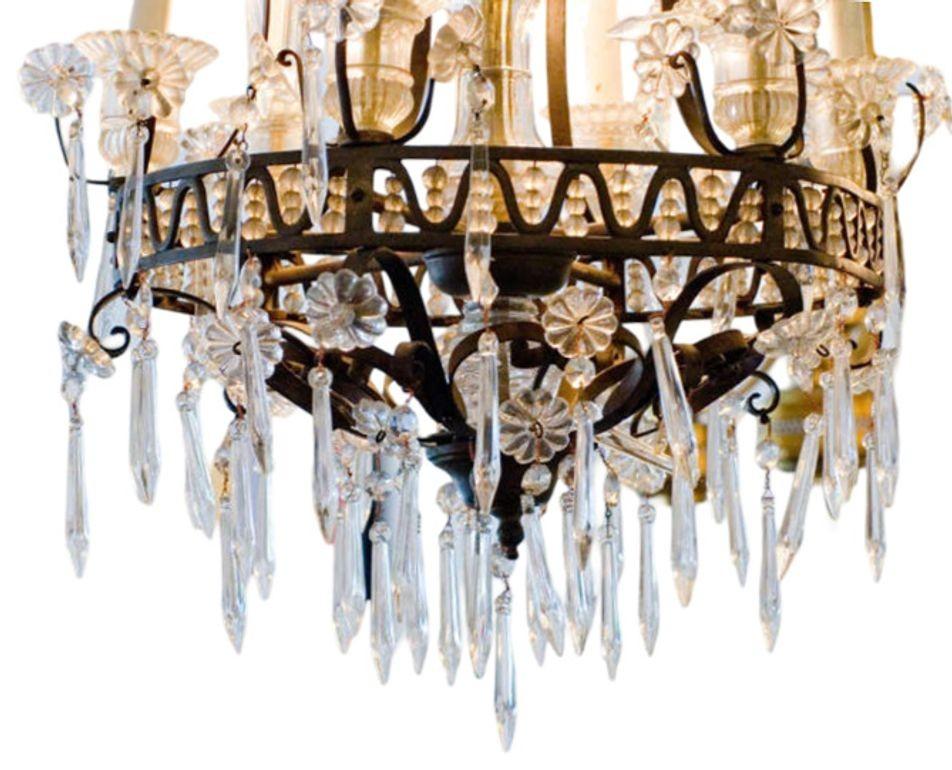 Louis XVI Revival Style French Crystal and Bronze Chandelier For Sale 1