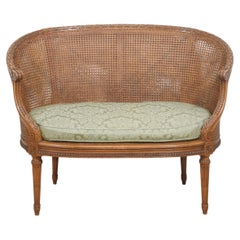 Louis XVI Revival Walnut Caned Settee