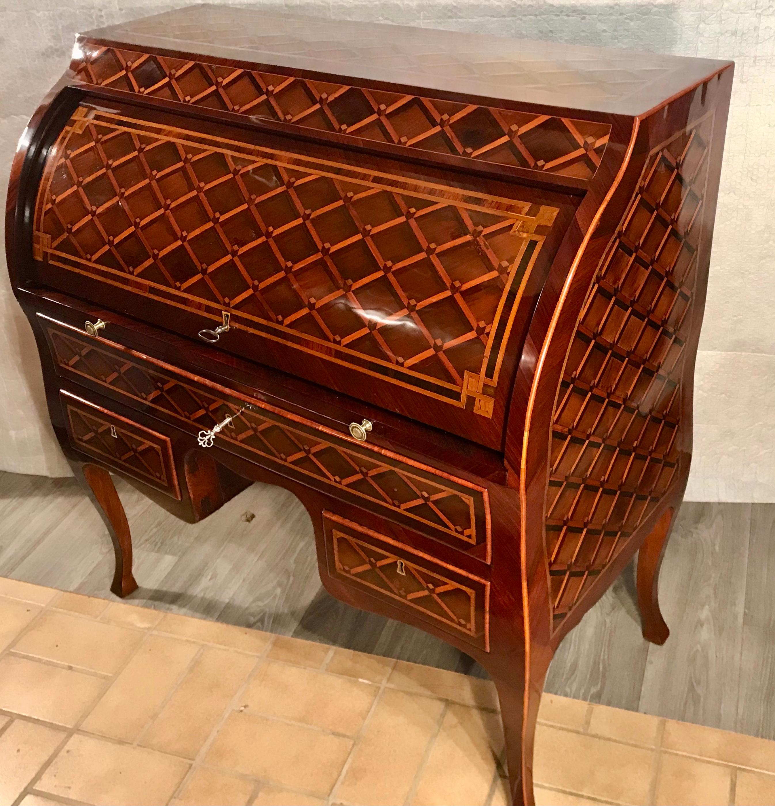 Marquetry Louis XVI Roll Top Desk, France 1780 For Sale