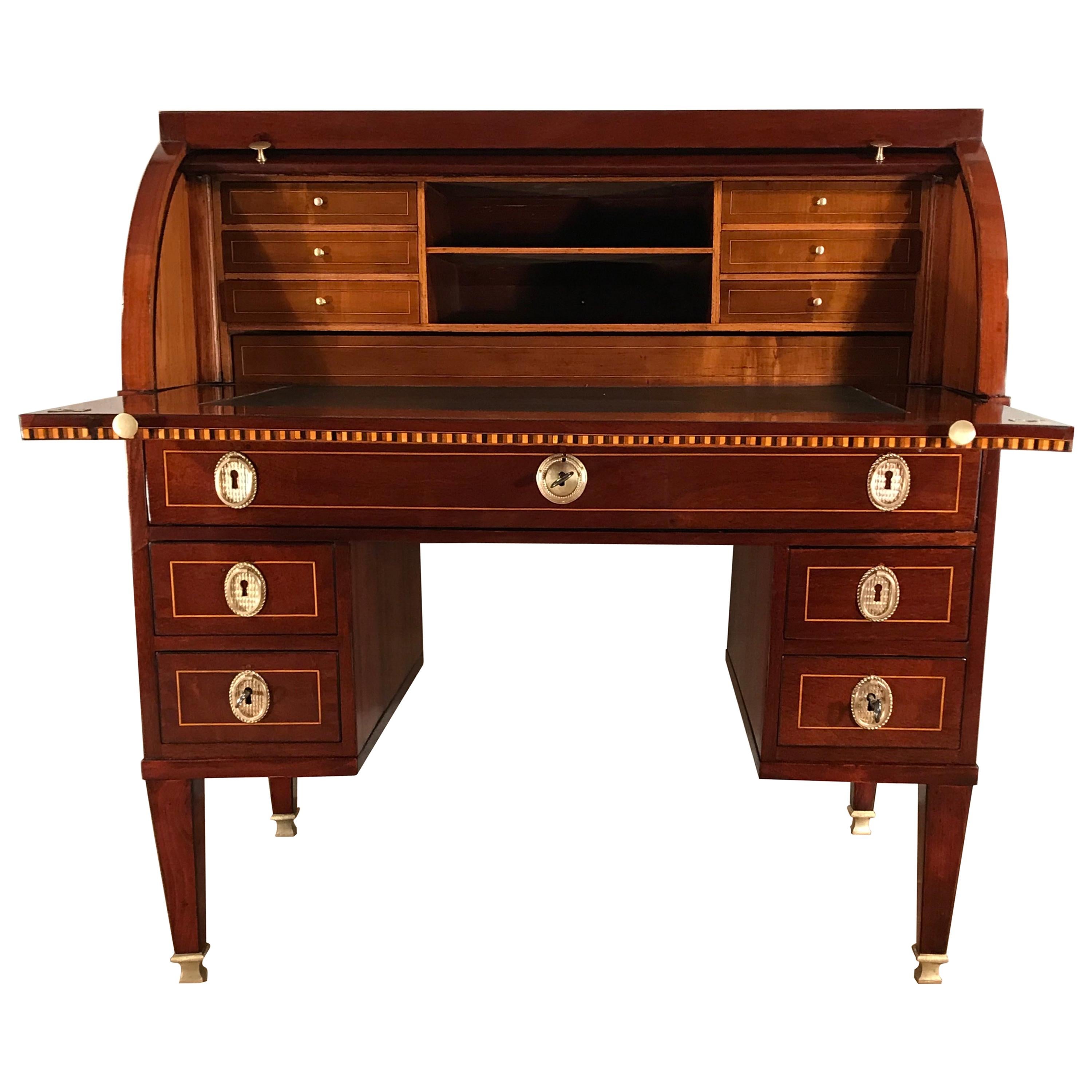 Louis XVI Rolltop-Schreibtisch, Frankreich 1780, Mahagoni im Angebot