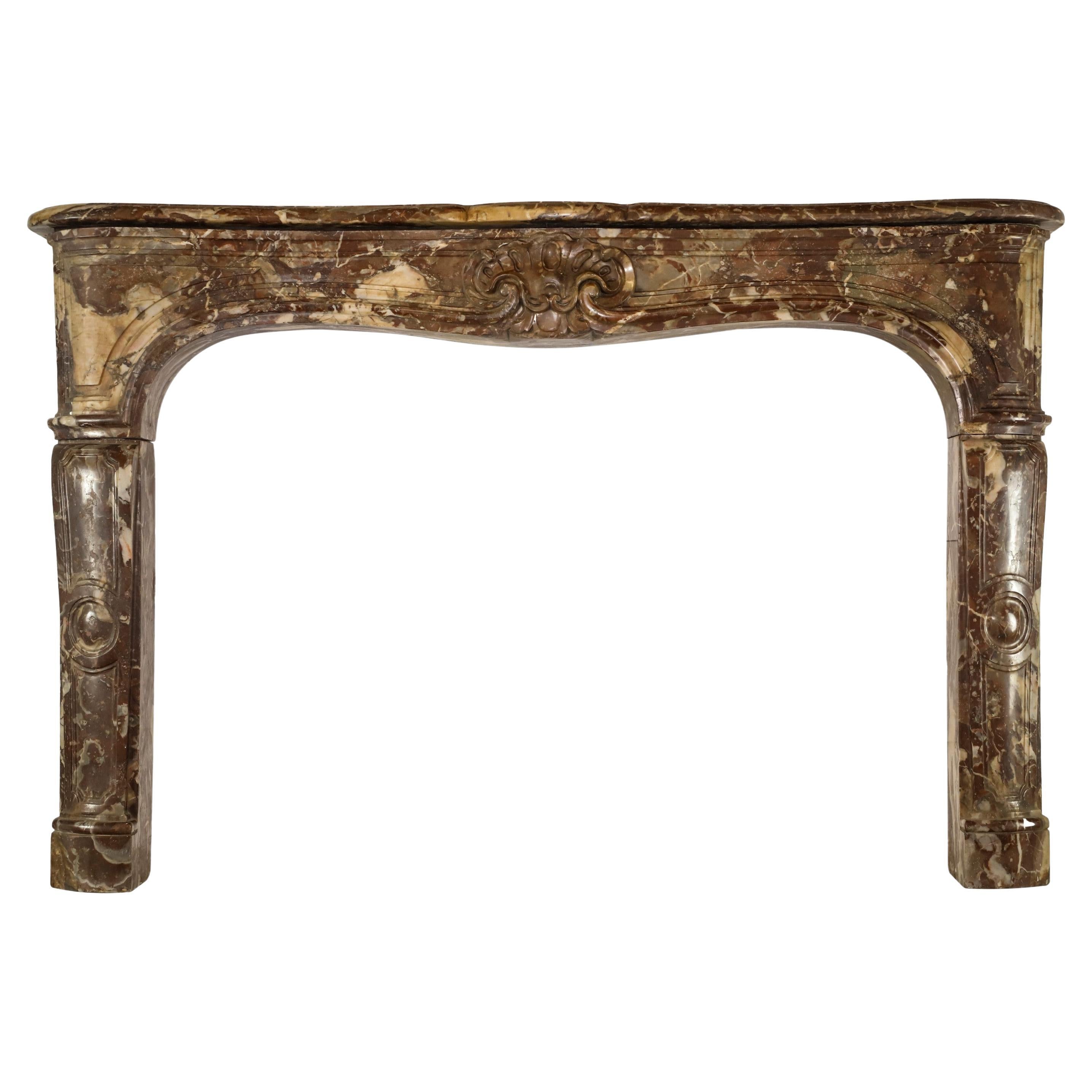 Louis XVI Rouge Grey White Marble Mantel 5th Ave NYC For Sale