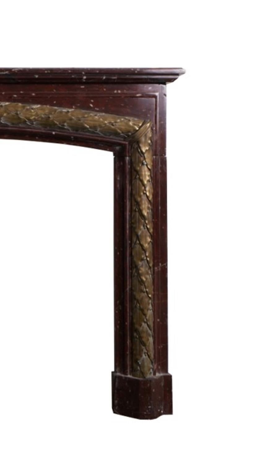 French Louis XVI Rouge Griotte Marble Mantel 'FR-NY53' For Sale