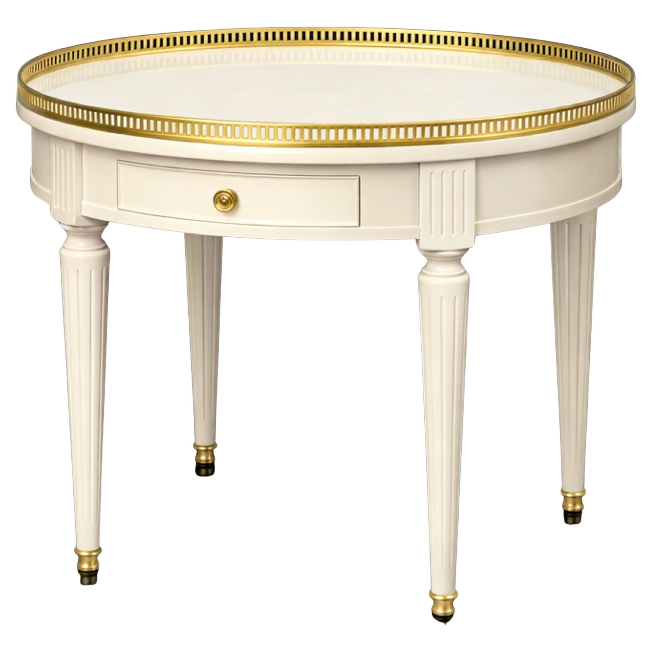 Louis XVI Round Bouillotte Table, Off-White Lacquer, 19th Century