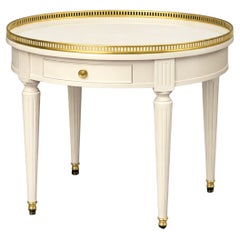 Louis XVI Round Bouillotte Table, Off-White Lacquer, 19th Century