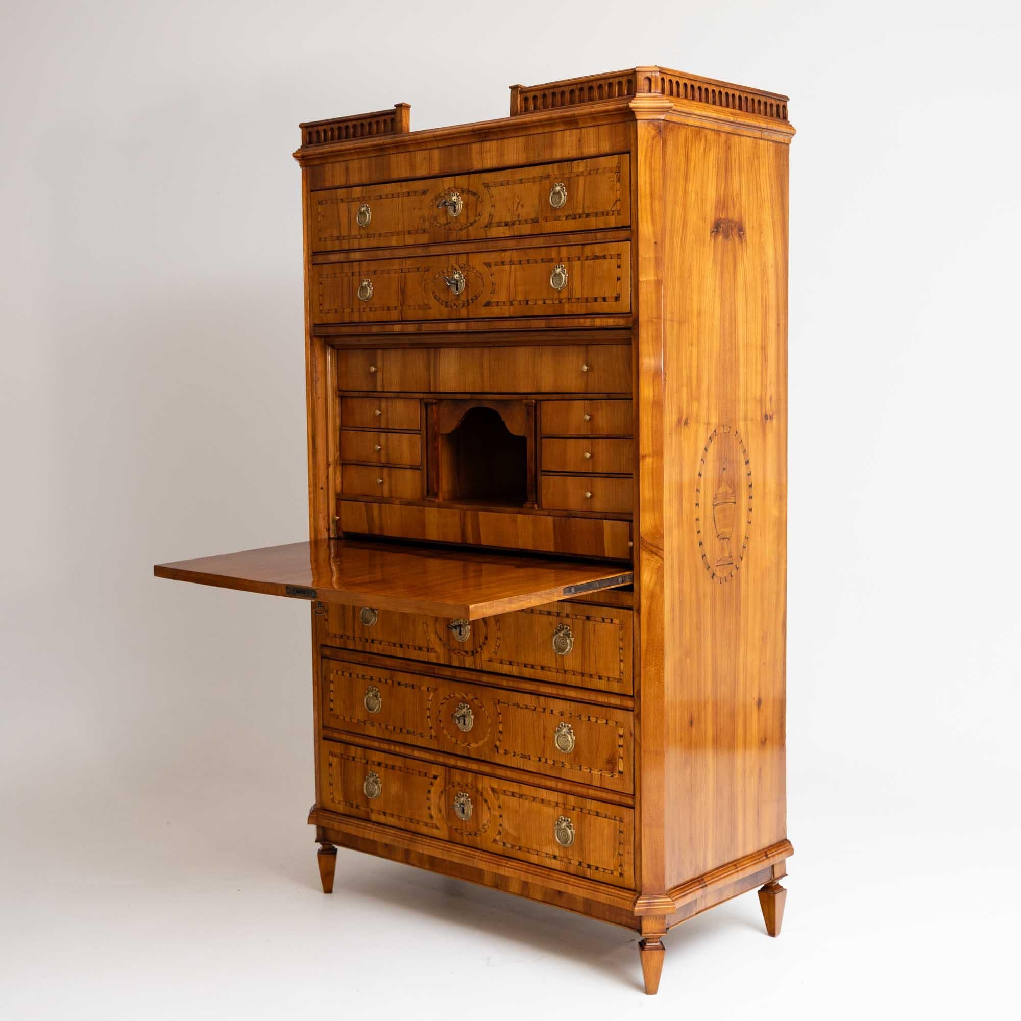 Late 18th Century Louis XVI Secretaire with Urn Decoration, around 1790 For Sale