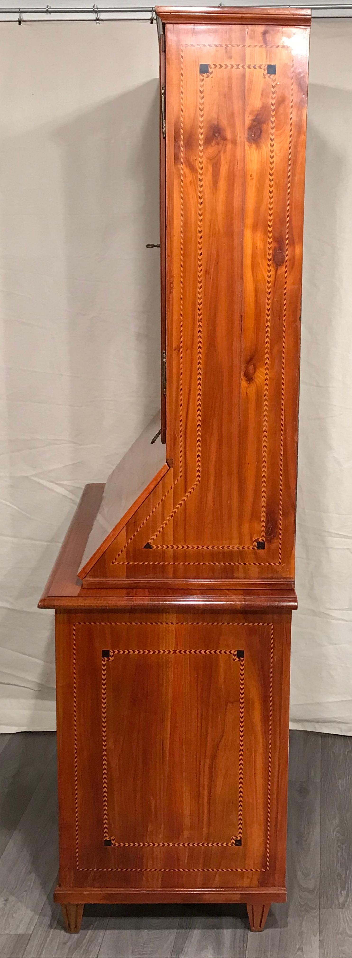 Veneer Louis XVI Secretary Bookcase, South German 1780, Cherry For Sale