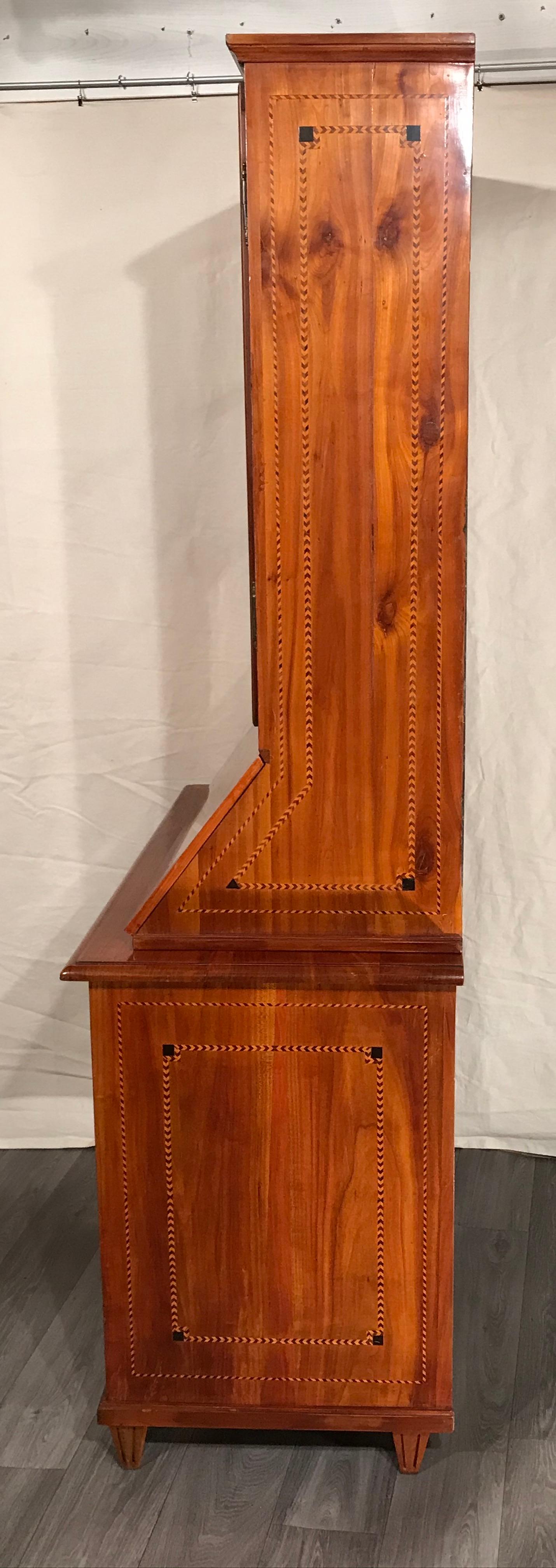 Louis XVI Secretary Bookcase, South German 1780, Cherry In Good Condition For Sale In Belmont, MA
