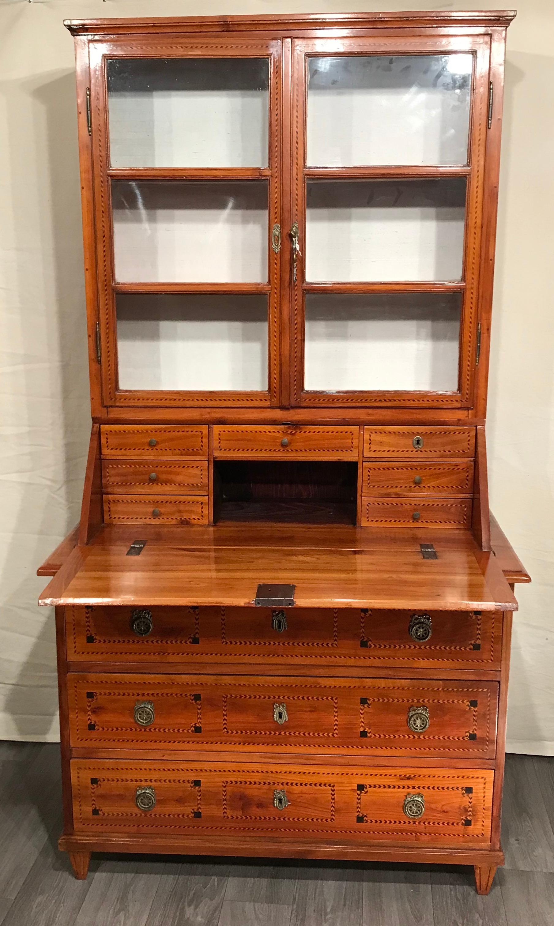 Louis XVI Secretary Bookcase, South German 1780, Cherry For Sale 4