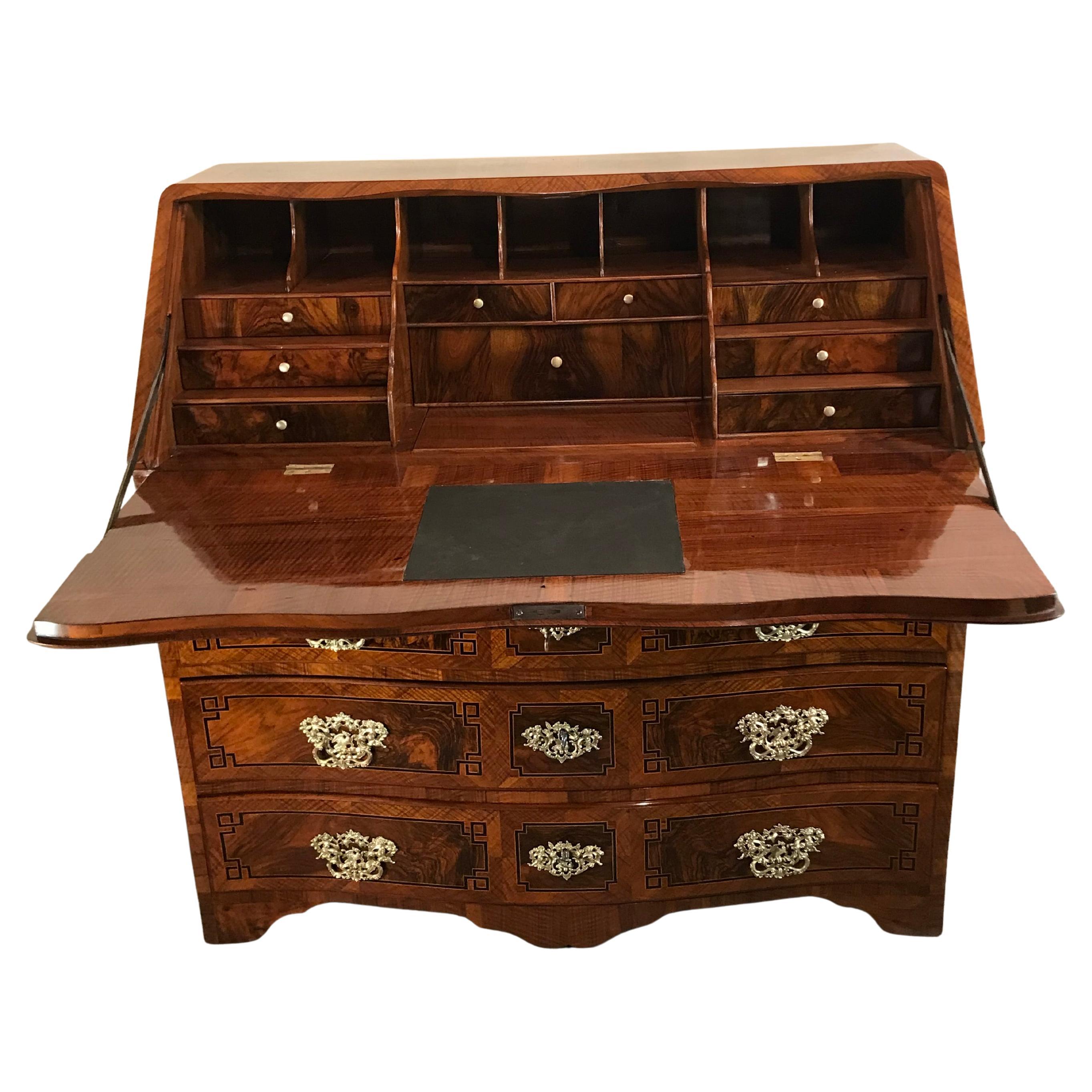 Marquetry Louis XVI Secretary Desk, South German 1770-80, walnut For Sale