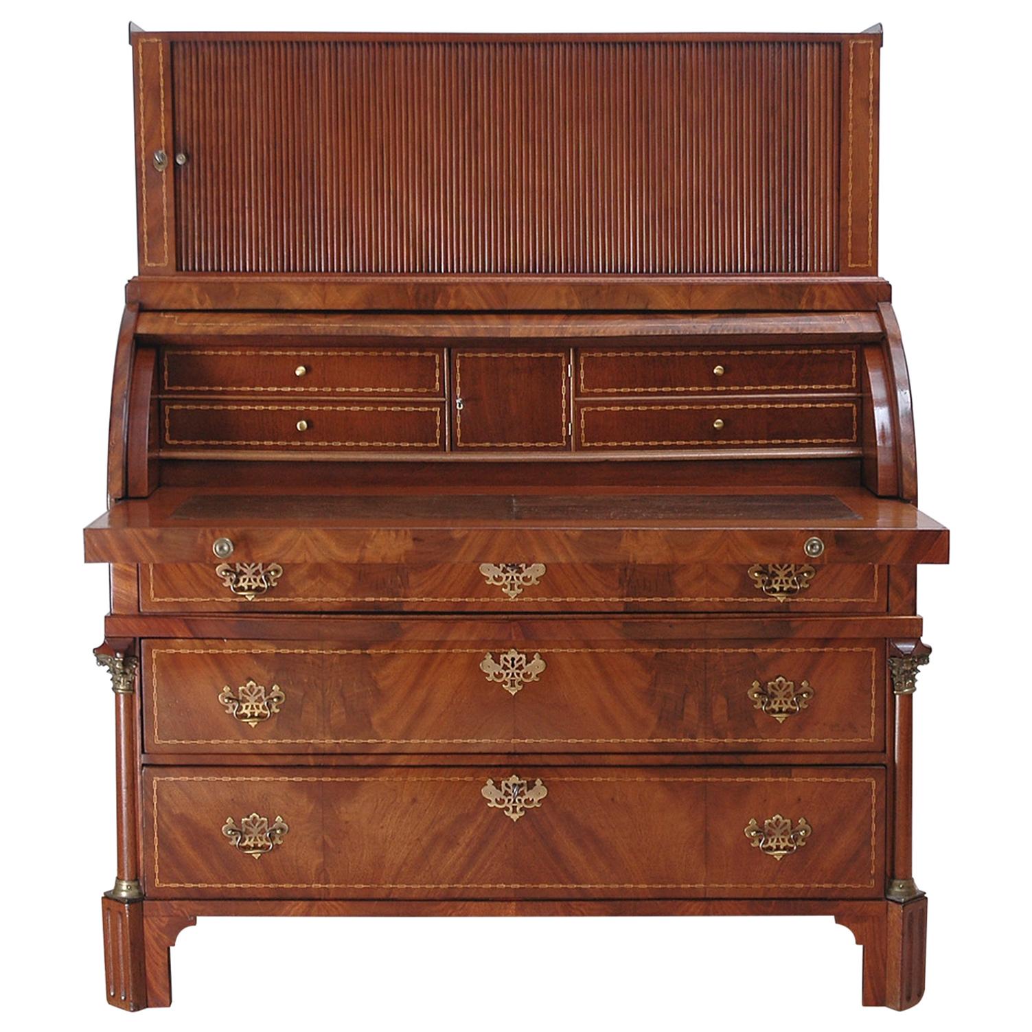 Louis XVI Secretary with Cylinder Top & Tambour Front Northern Europe circa 1800 For Sale