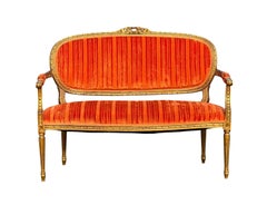 Settee Loveseat Sofá Luis XVI mit Fortuny-Stoff