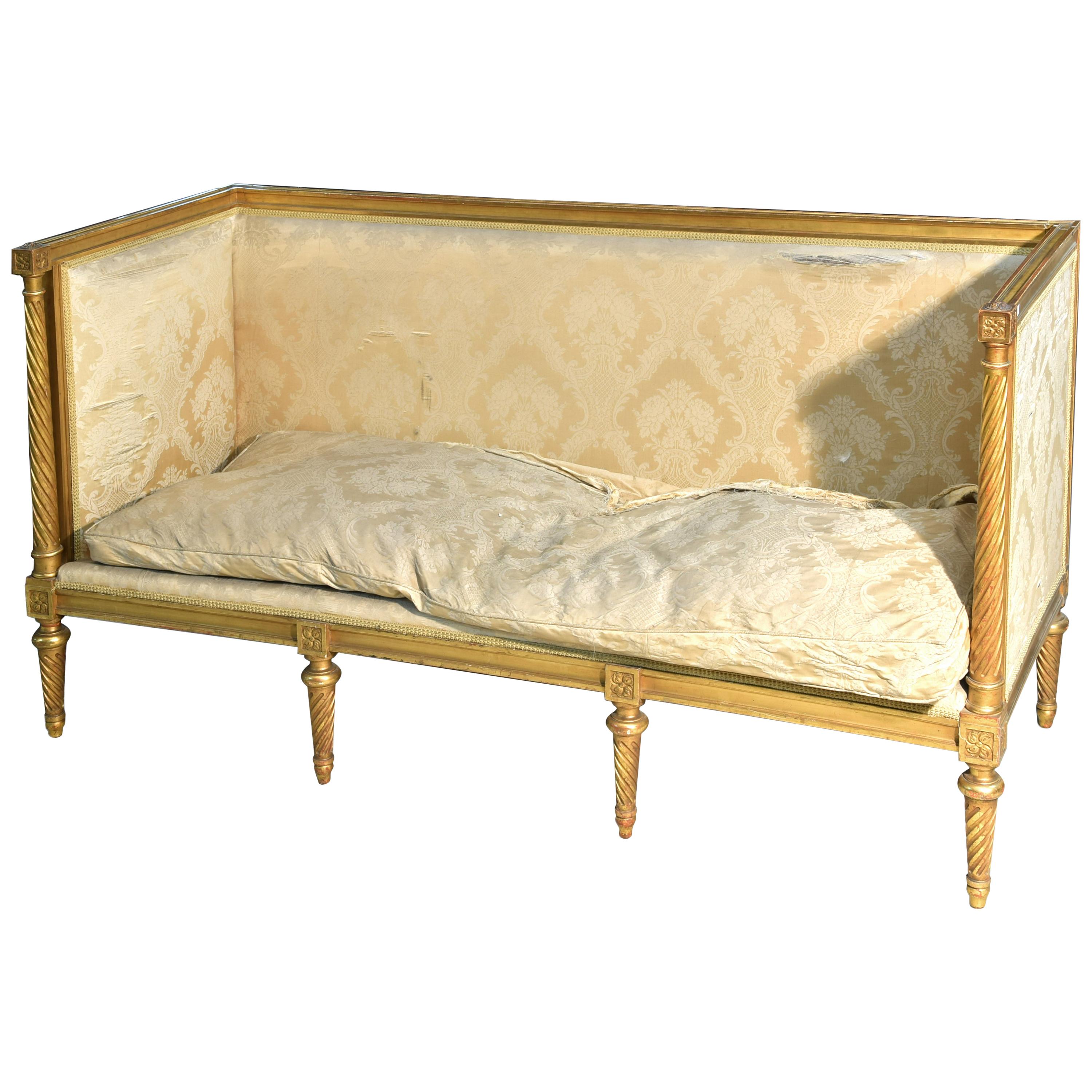 Louis XVI Settee or Sofa, Golden Wood, 19th Century