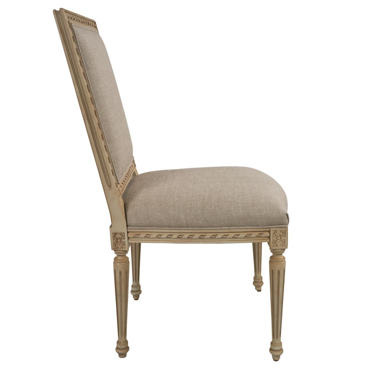 North American Louis XVI Side Chair in Piet Performance Linen