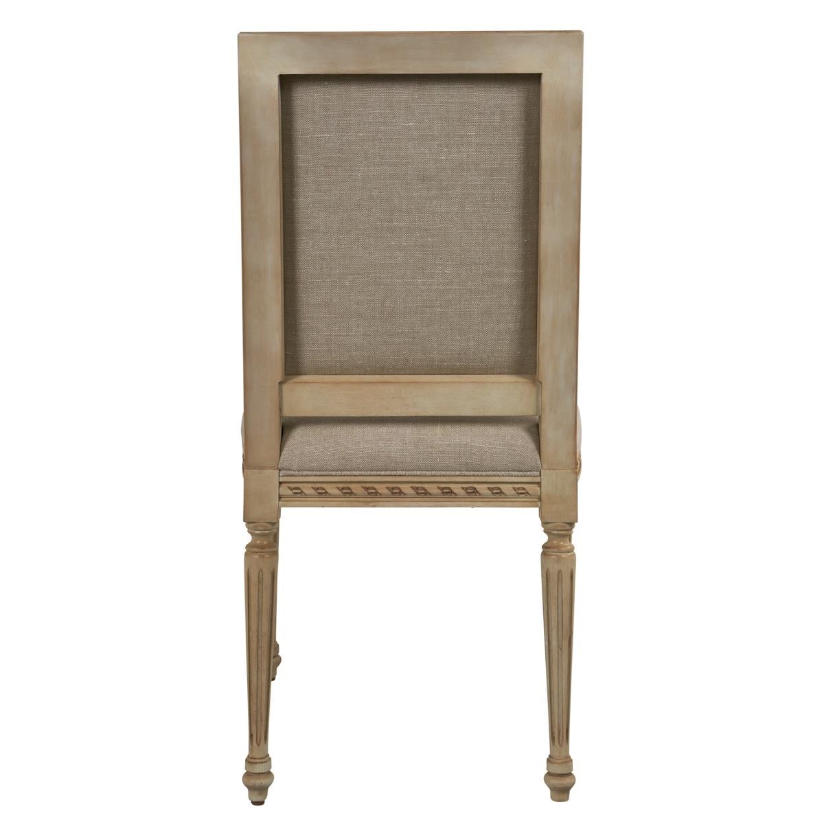 Louis XVI Side Chair in Piet Performance Linen In New Condition In New York, NY