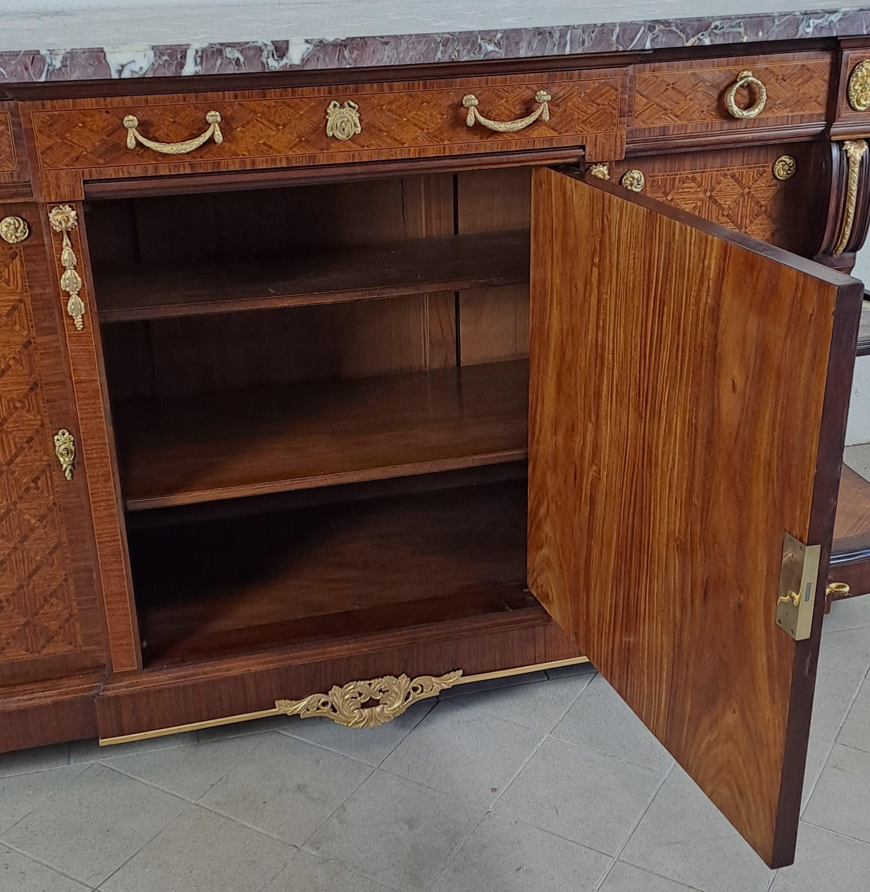 Credenza Luigi XVI - Intarsio e bronzo dorato con timbro Vincent Epeaux a PARIGI in vendita 4