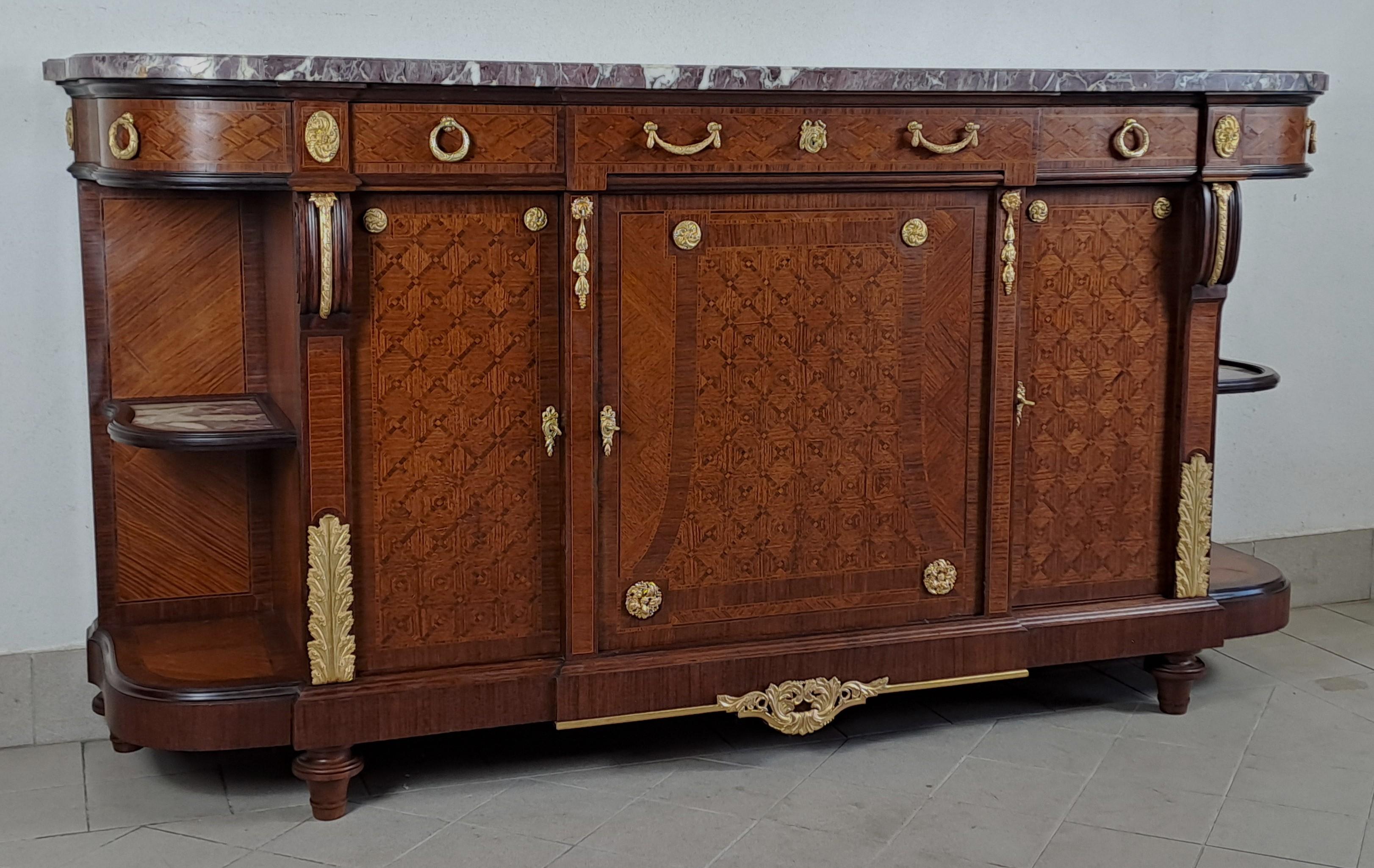 Credenza Luigi XVI - Intarsio e bronzo dorato con timbro Vincent Epeaux a PARIGI in vendita 5