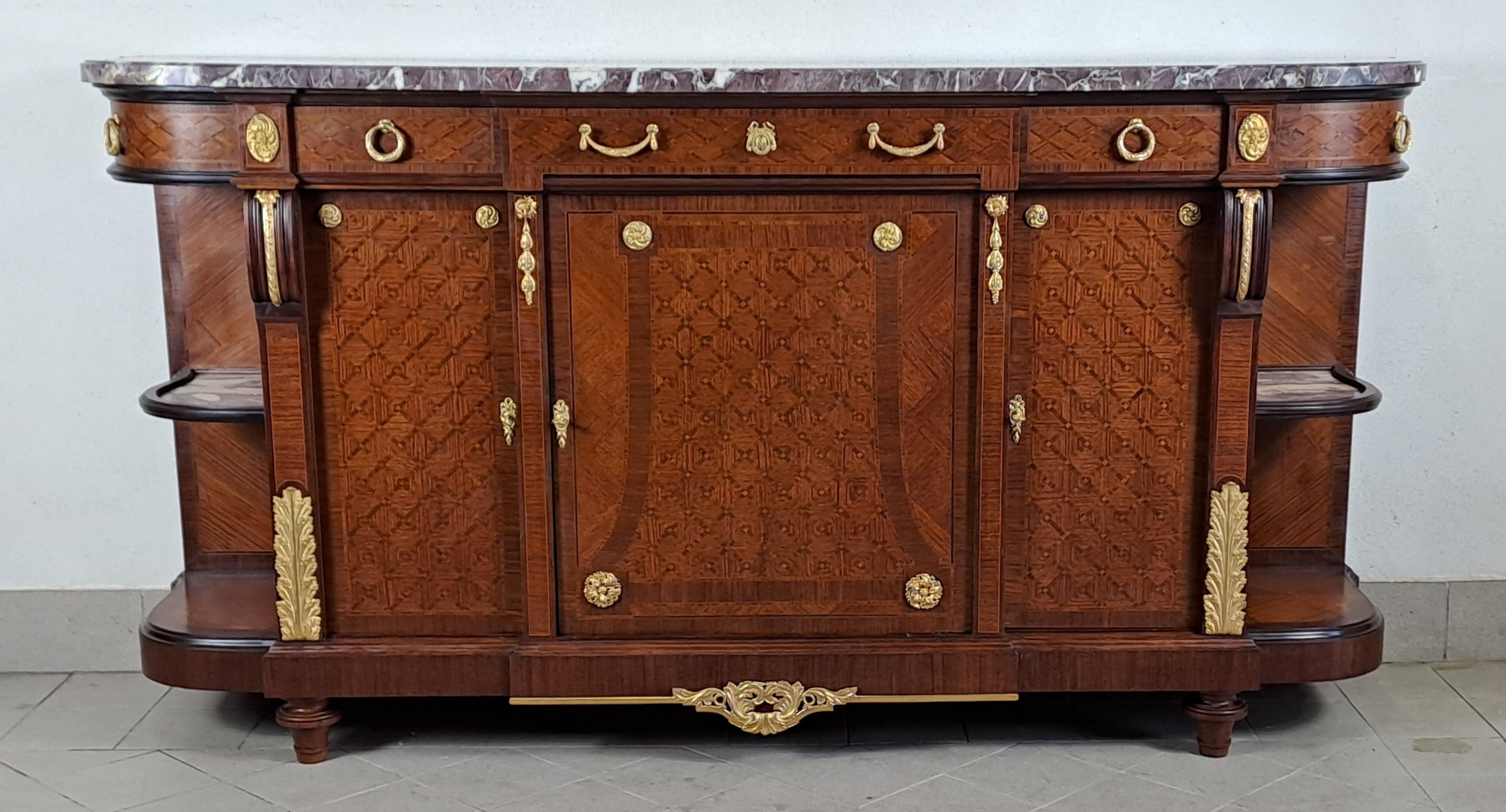 Credenza Luigi XVI - Intarsio e bronzo dorato con timbro Vincent Epeaux a PARIGI in vendita 6