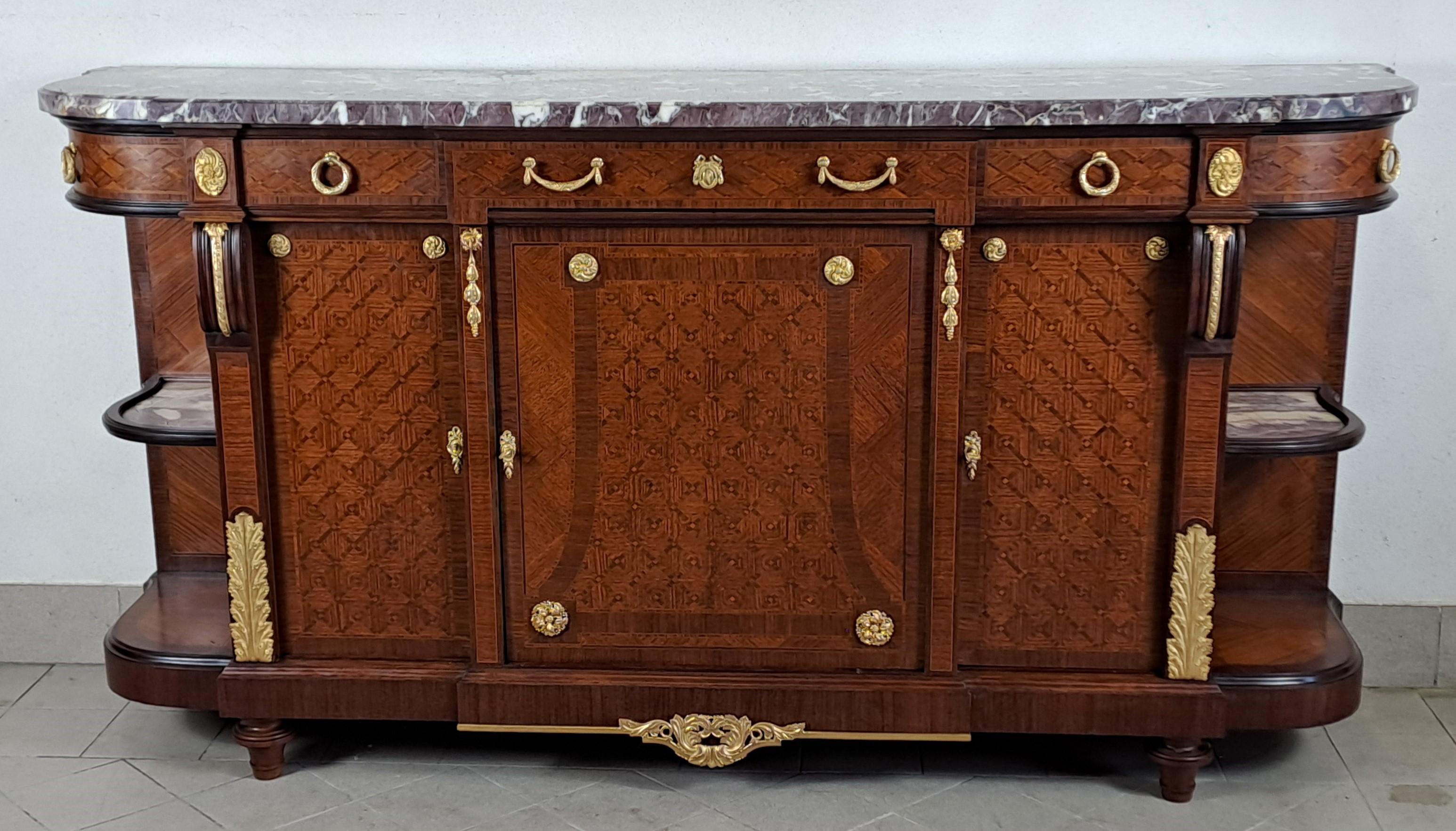 Credenza Luigi XVI - Intarsio e bronzo dorato con timbro Vincent Epeaux a PARIGI in vendita 2