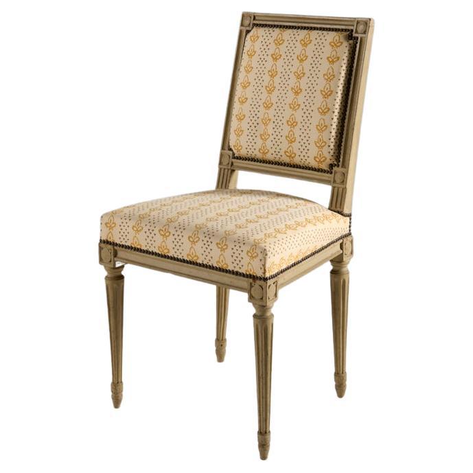 Louis XVI Square-Backed Painted Side Chair, France, circa 1770-1790 For Sale