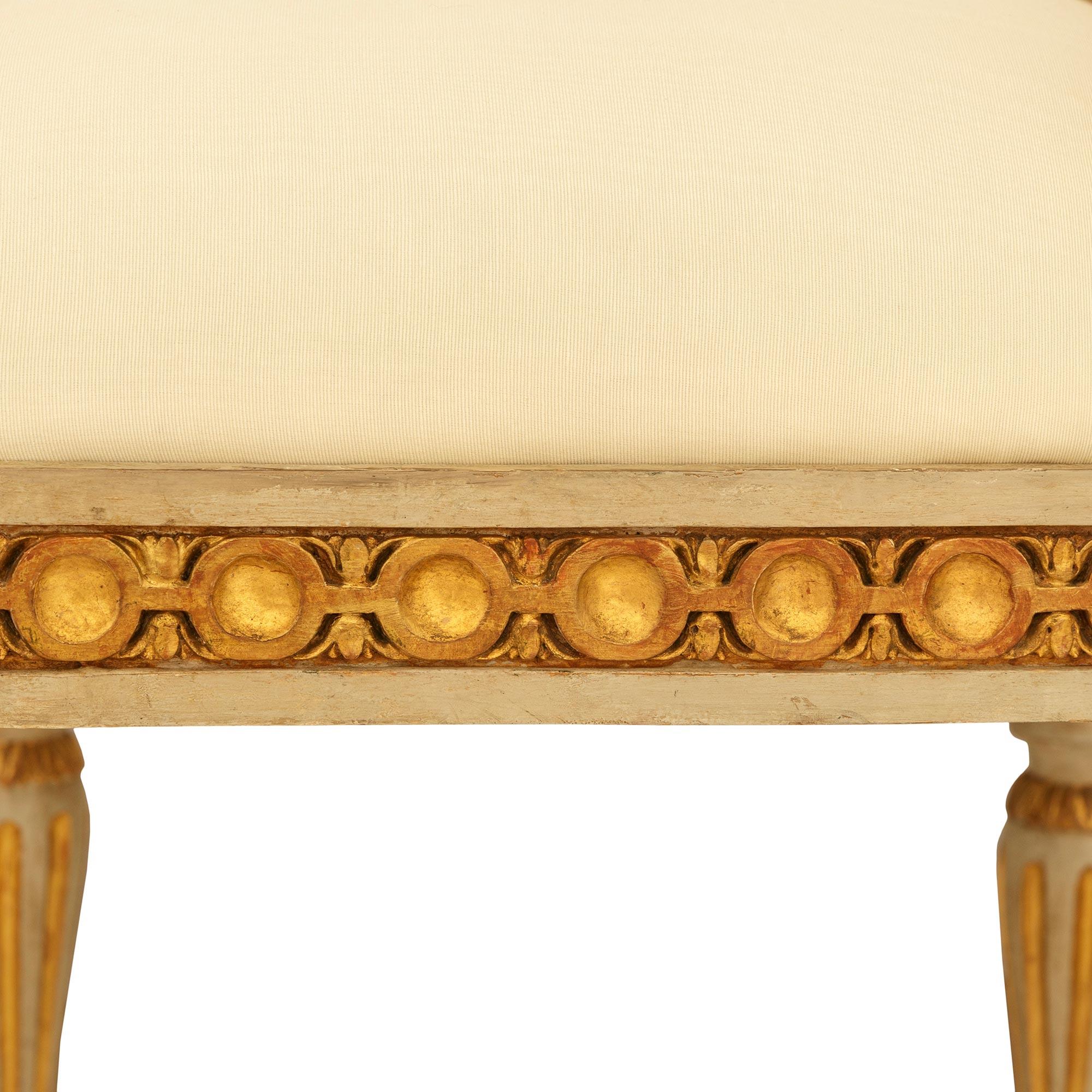 Louis XVI st. patinated Wood and Giltwood ‘A Chassis’ dining chairs For Sale 1