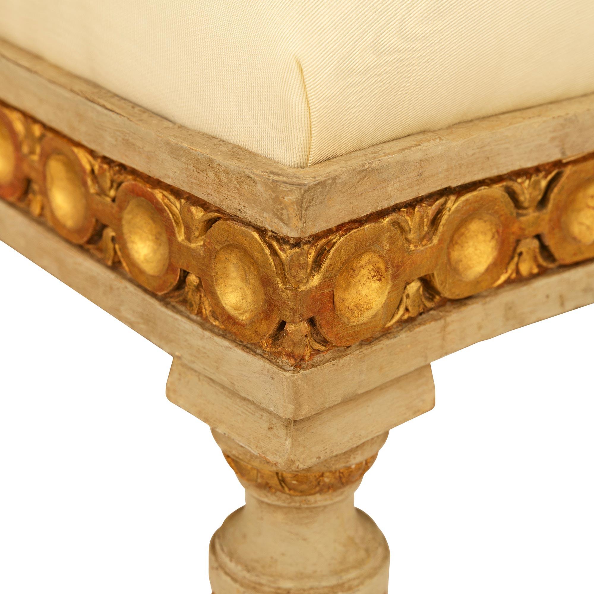 Louis XVI st. patinated Wood and Giltwood ‘A Chassis’ dining chairs For Sale 2