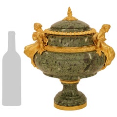 Louis XVI st. Vert de Patricia marble and Ormolu urns, signed Henry Dasson, 1882