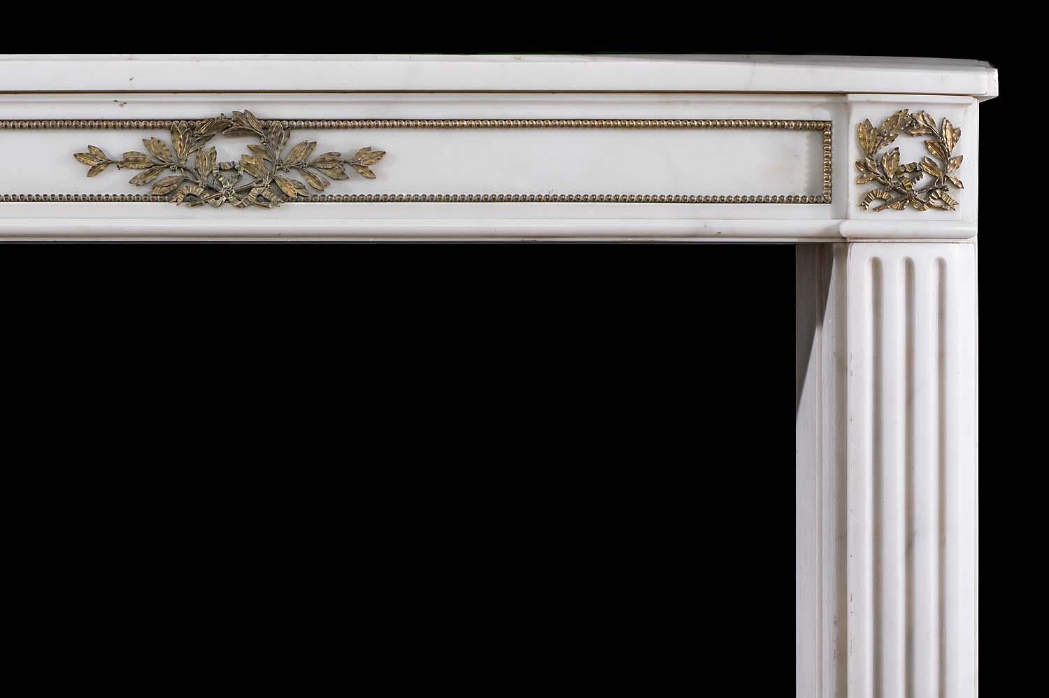 French Louis XVI Statuary Marble Chimneypiece with Ormolu  For Sale