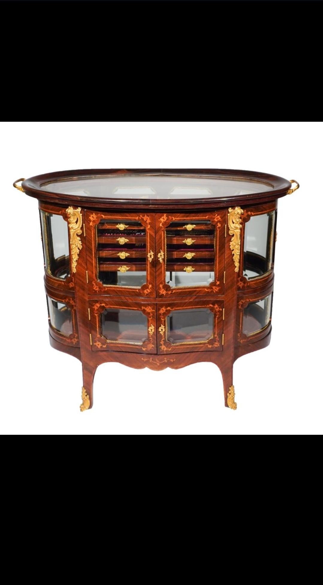 French Louis XVI Sterling Silver Gilt Canteen In Louis XV Ormolu Kingwood Vitrine 105pc For Sale
