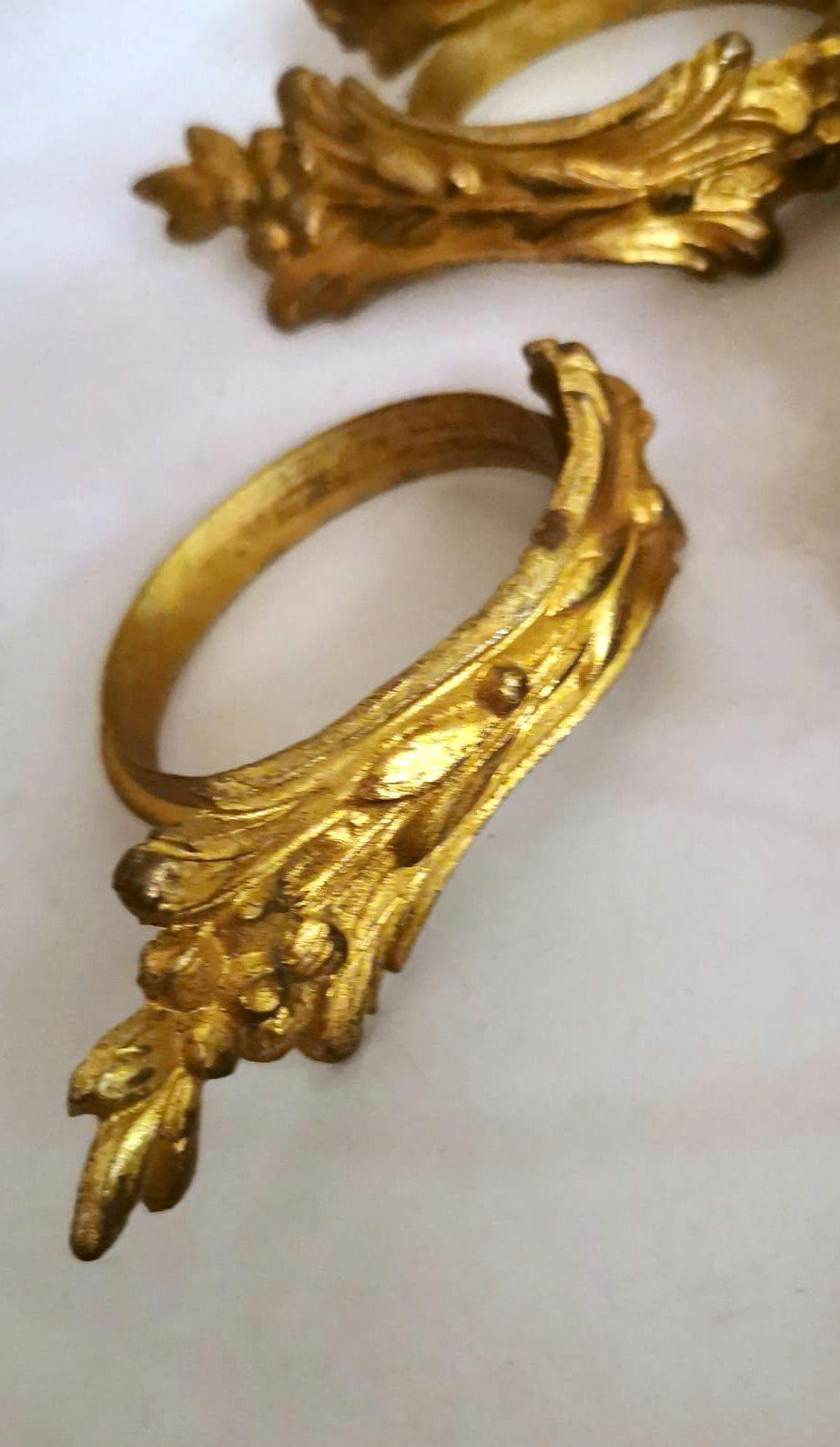 Louis XVI Style 11 Gilt And Chiseled Bronze French Curtain Rings For Sale 6
