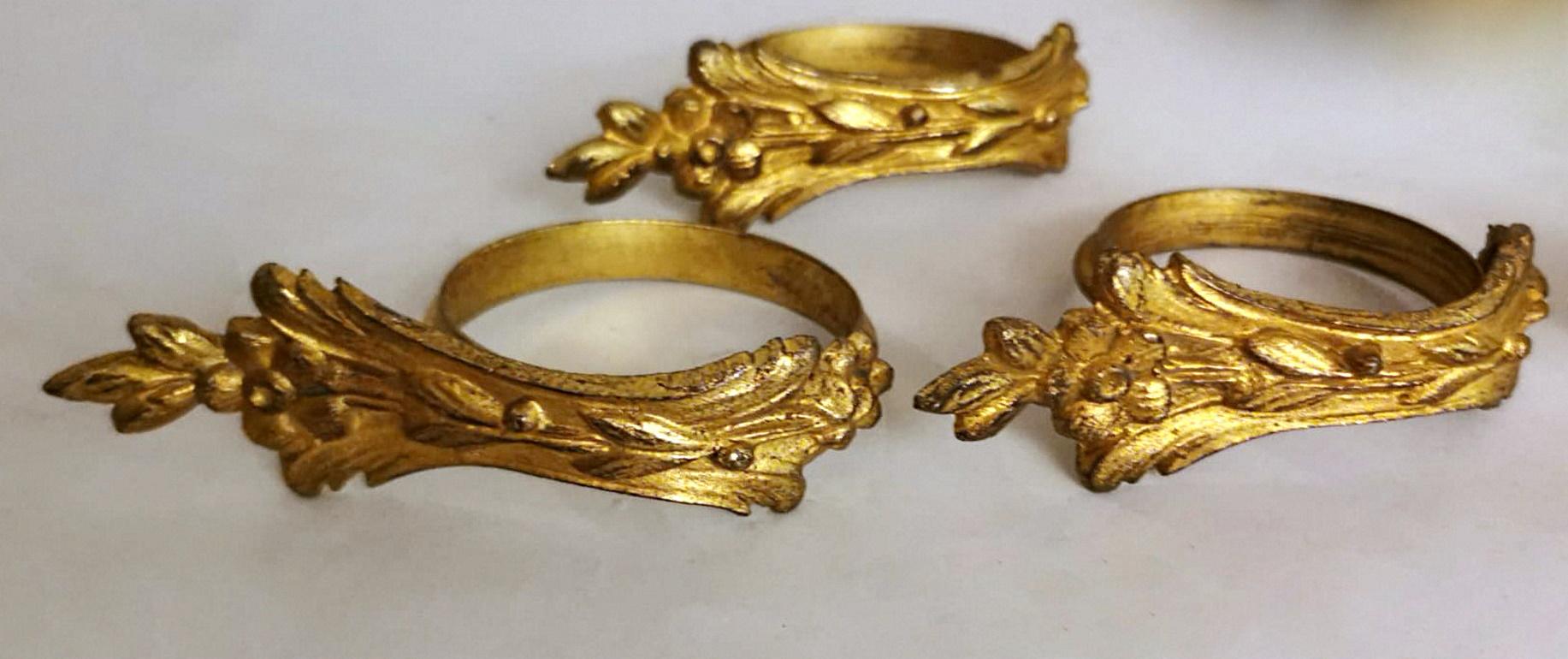 Louis XVI Style 11 Gilt And Chiseled Bronze French Curtain Rings For Sale 2