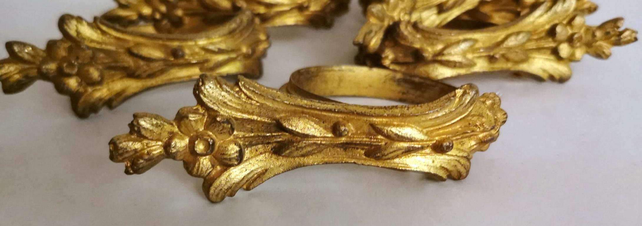 Louis XVI Style 11 Gilt And Chiseled Bronze French Curtain Rings For Sale 3