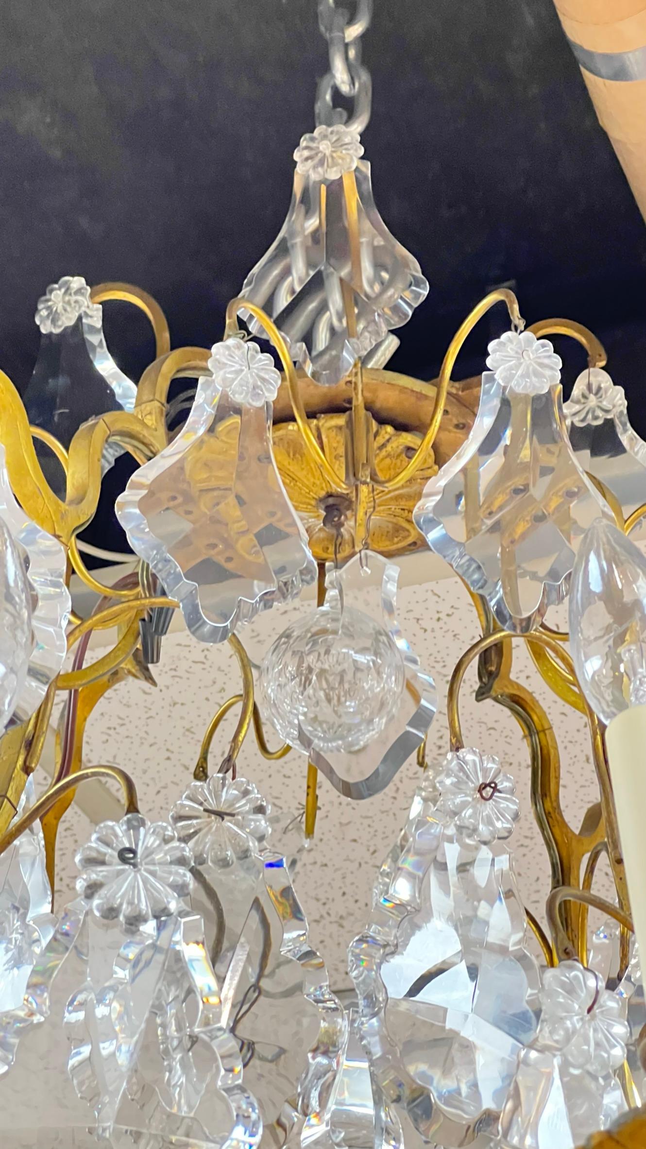 20th Century Louis XVI Style 12-Light Gilt Bronze and Crystal Chandelier For Sale