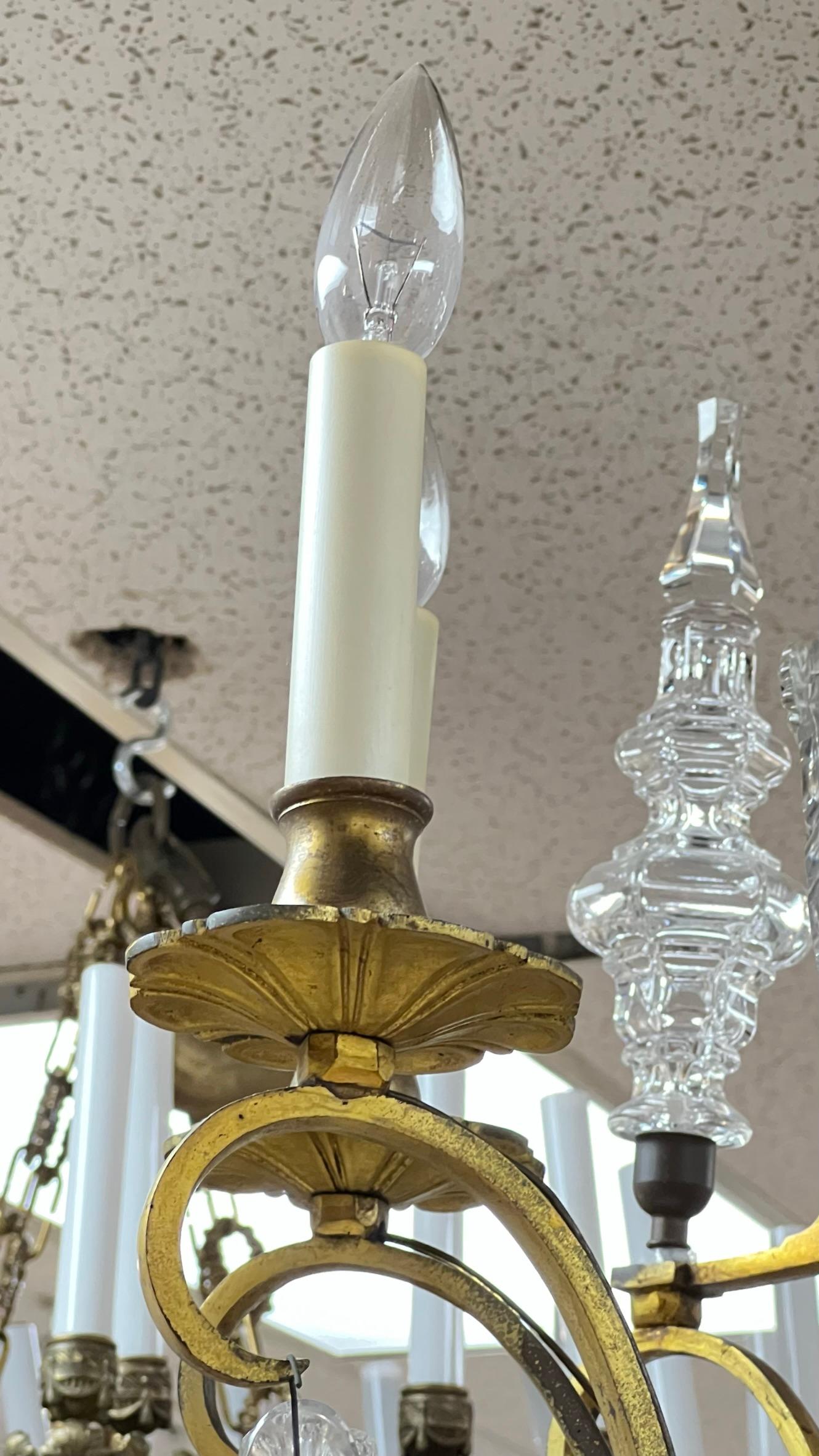 Louis XVI Style 12-Light Gilt Bronze and Crystal Chandelier For Sale 4