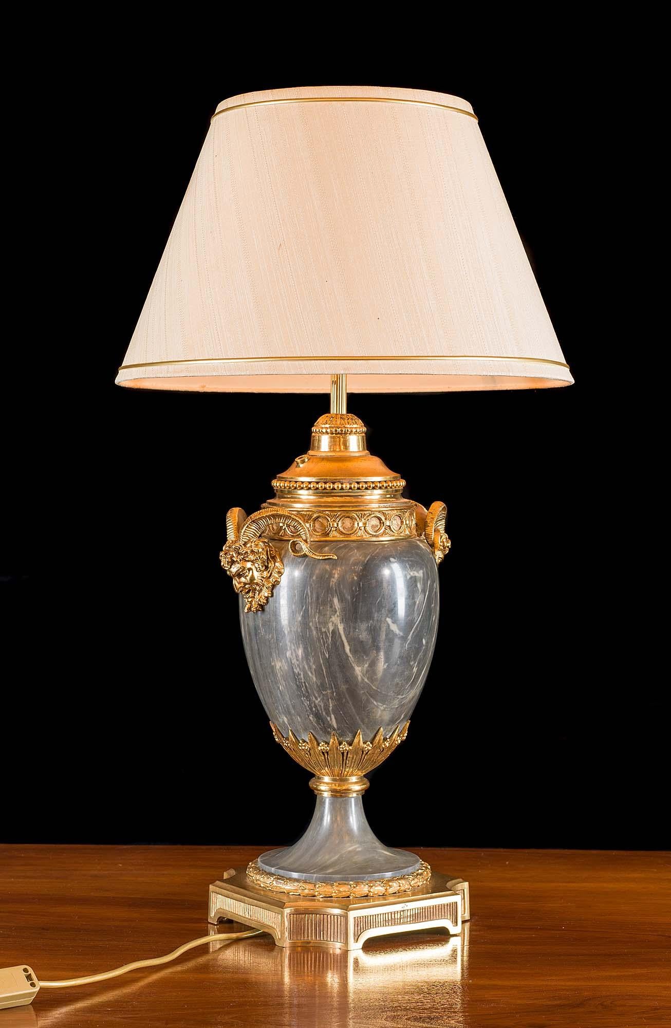 Hand-Carved Louis XVI Style 19th Century Antique Marble Table Lamp